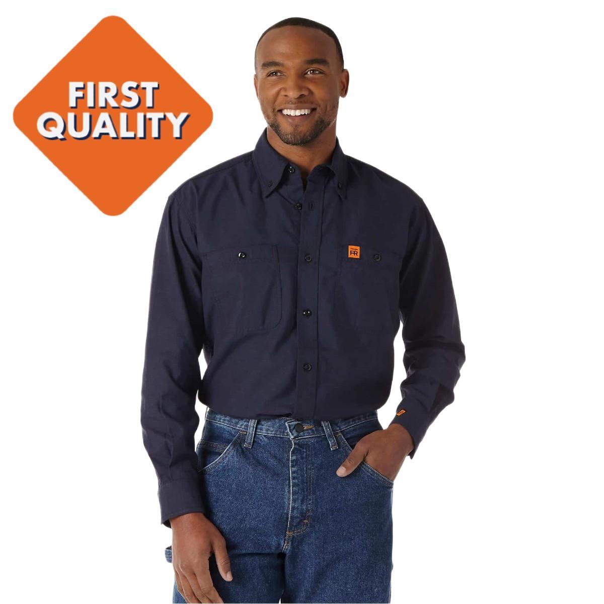 Wrangler FR Twill Work Shirt in Navy